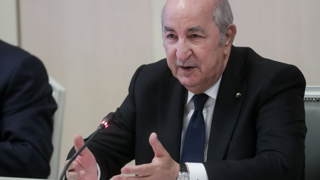 Photo of Algerian President Abdelmadjid Tebboune at an official meeting
