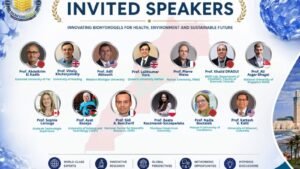 Affiche événementielle avec logo, conférenciers, dates et détails du lieu à Casablanca
