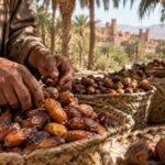 Mains triant des dattes Mejhoul dans une oasis marocaine du Tafilalet