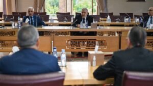 Sesión de reunión oficial con múltiples representantes y líderes de partidos políticos