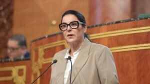 رئيسة الحكومة فاطمة الزهراء المنصوري خلال جلسة بمجلس المستشارين