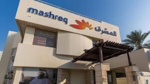 Mashreq Bank branch building with modern architecture and branding