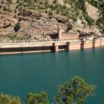 Ben El-Ouidane Dam with turquoise water at high reservoir levels
